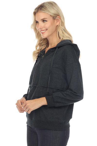 Tan Drawstring Half Zip Dropped Shoulder Hoodie Sentient Beauty Fashions Apparel & Accessories