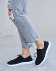 Gray Forever Link Flat Round Toe Lace-Up Sneakers Sentient Beauty Fashions Shoes