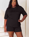 Light Gray Basic Bae Full Size Soft Rayon Half Sleeve Top and Shorts Set Sentient Beauty Fashions Apparel & Accessories