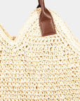 Fame Straw Braided Faux Leather Strap Shoulder Bag