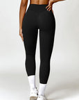 Black Twisted High Waist Active Pants with Pockets Sentient Beauty Fashions Apparel & Accessories