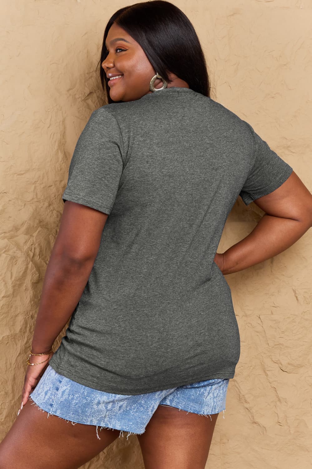 Dim Gray Simply Love Full Size BOO Graphic Cotton Tee Sentient Beauty Fashions Apparel & Accessories