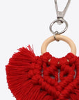 Dark Red Assorted 4-Pack Heart-Shaped Macrame Fringe Keychain Sentient Beauty Fashions Apparel & Accessories