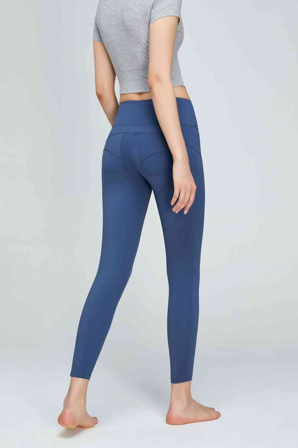 Light Gray Seam Detail Wide Waistband Sports Leggings Sentient Beauty Fashions Apparel & Accessories
