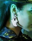 Dark Slate Gray Ghost Shape Beaded Dangle Earrings Sentient Beauty Fashions jewelry