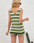 Light Gray Striped V-Neck Knit Tank Sentient Beauty Fashions Tops