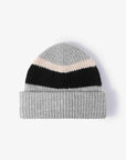 White Smoke Tricolor Cuffed Knit Beanie