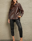 Rosy Brown e.Luna Vegan Leather Button Down Shirt Sentient Beauty Fashions Apparel & Accessories