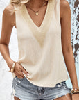 Light Gray Textured V-Neck Tank Top Sentient Beauty Fashions Apparel & Accessories