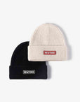 White Smoke NEWYORK Patch Rib-Knit Cuffed Beanie