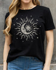 Black Simply Love Full Size Sun, Moon, and Star Graphic Cotton Tee Sentient Beauty Fashions Apparel & Accessories