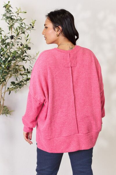Light Gray Zenana Full Size Center Seam Long Sleeve Sweatshirt Sentient Beauty Fashions Apparel & Accessories