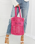 Light Gray Fame Tropic Babe Staw Tote Bag Sentient Beauty Fashions tote