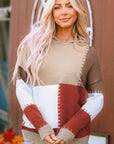 Sienna Color Block Long Sleeve Hooded Sweater Sentient Beauty Fashions Apparel & Accessories