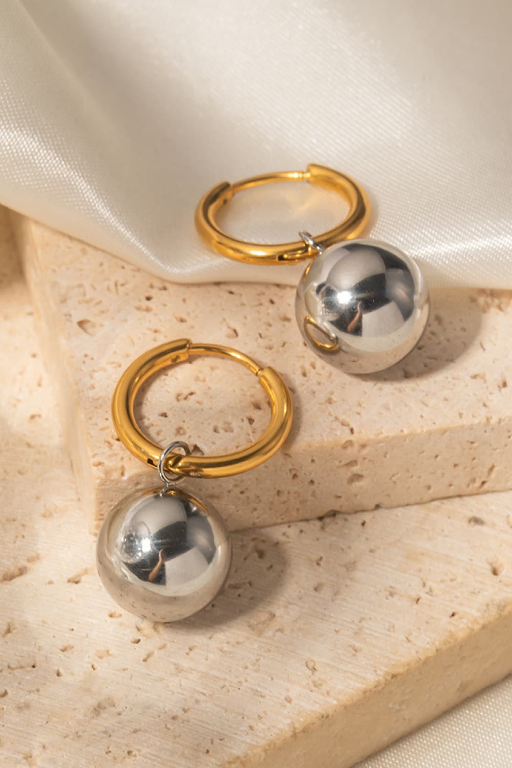 Tan 18K Gold-Plated Copper Ball Drop Earrings Sentient Beauty Fashions earrings