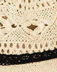 Fame Openwork Lace Detail Wide Brim Hat