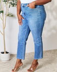 Gray BAYEAS Full Size High Waist Straight Jeans Sentient Beauty Fashions Apparel & Accessories