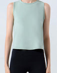 Light Gray Round Neck Active Tank Sentient Beauty Fashions Apparel & Accessories