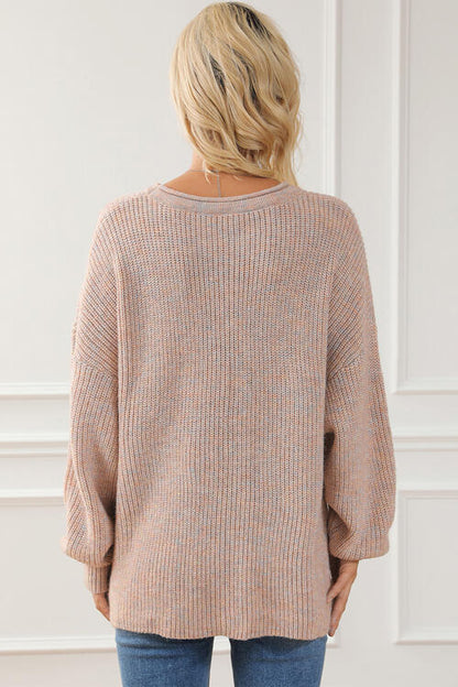 Light Gray Round Neck Drop Shoulder Sweater