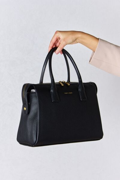 Black David Jones Medium PU Leather Handbag Sentient Beauty Fashions Apparel &amp; Accessories