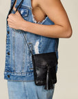 Gray Zenana PU Leather Tassel Hollowed Crossbody Bag Sentient Beauty Fashions *Accessories