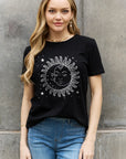 Dark Gray Simply Love Sun and Star Graphic Cotton Tee Sentient Beauty Fashions tees
