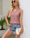 Gray Spliced Lace V-Neck Tank