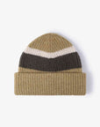 White Smoke Tricolor Cuffed Knit Beanie