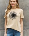 Light Slate Gray Simply Love Full Size Sunflower Graphic Cotton Tee Sentient Beauty Fashions