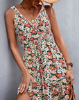 Rosy Brown Floral Frill Trim Sleeveless Mini Dress Sentient Beauty Fashions Dresses