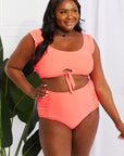 Black Marina West Swim Sanibel Crop Swim Top and Ruched Bottoms Set in Coral Sentient Beauty Fashions Swimwear