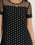 Black Polka Dot Short Sleeve Mini Dress