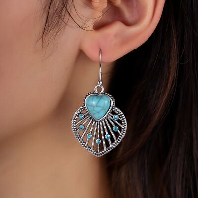 Rosy Brown Artificial Turquoise Rhinestone Heart and Leaf Shape Earrings Sentient Beauty Fashions earrings