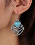 Rosy Brown Artificial Turquoise Rhinestone Heart and Leaf Shape Earrings Sentient Beauty Fashions earrings