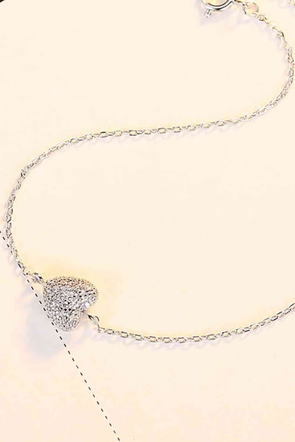 Beige Zircon Heart 925 Sterling Silver Bracelet Sentient Beauty Fashions Apparel & Accessories