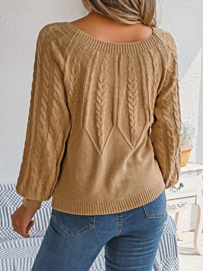 Sienna Cable-Knit Round Neck Long Sleeve Sweater Sentient Beauty Fashions Apparel &amp; Accessories