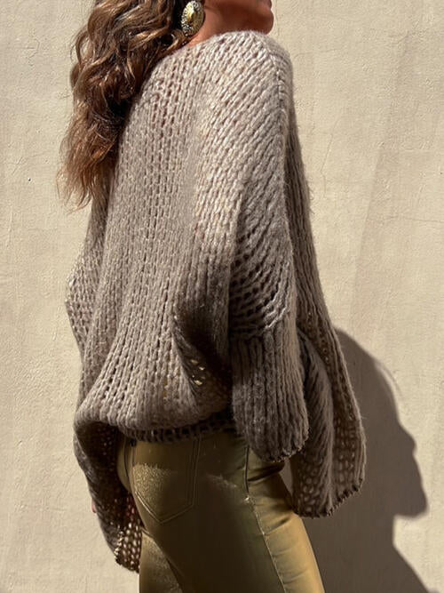 Tan Contrast V-Neck Long Sleeve Sweater