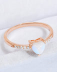 Lavender Natural Moonstone Heart 18K Rose Gold-Plated Ring Sentient Beauty Fashions jewelry