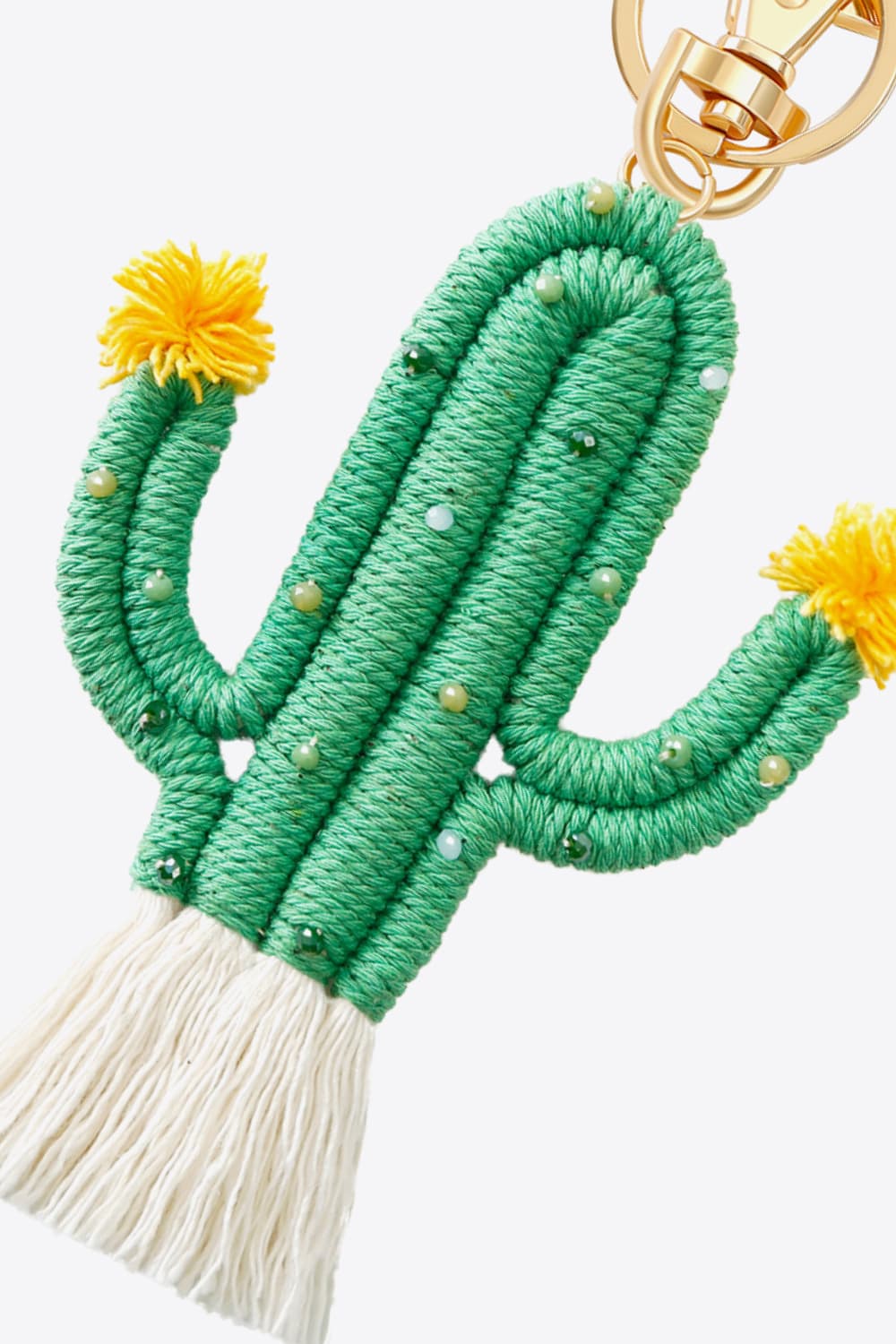 Sea Green Bead Trim Cactus Keychain with Fringe Sentient Beauty Fashions Apparel &amp; Accessories