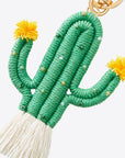 Sea Green Bead Trim Cactus Keychain with Fringe Sentient Beauty Fashions Apparel & Accessories