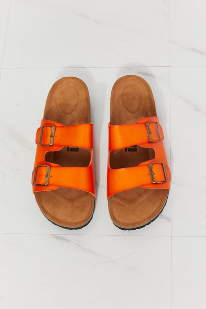 MMShoes Feeling Alive Double Banded Slide Sandals in Orange