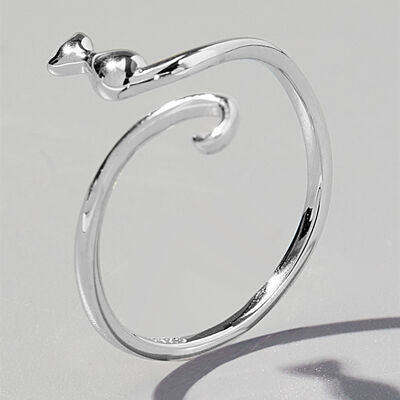 Light Gray Cat Shape 925 Sterling Silver Ring Sentient Beauty Fashions