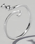 Light Gray Cat Shape 925 Sterling Silver Ring Sentient Beauty Fashions