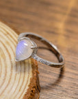 Rosy Brown High Quality Natural Moonstone Teardrop Side Stone Ring Sentient Beauty Fashions jewelry