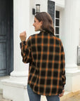 Dark Slate Gray Plaid Button Up Pocketed Shirt Sentient Beauty Fashions Apparel & Accessories