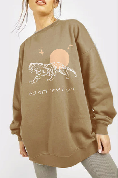 Simply Love Full Size Dropped Shoulder GO GET‘EM, TIGER Graphic Sweatshirt