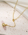 Light Gray Gold-Plated Bar Pendant OT Chain Necklace Sentient Beauty Fashions Jewelry