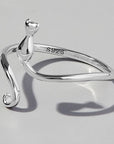Gray Cat Shape 925 Sterling Silver Ring Sentient Beauty Fashions