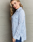 Dark Gray Ninexis Take Your Time Collared Button Down Striped Shirt