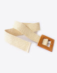 White Smoke Square Buckle Elastic Braid Belt Sentient Beauty Fashions *Accessories
